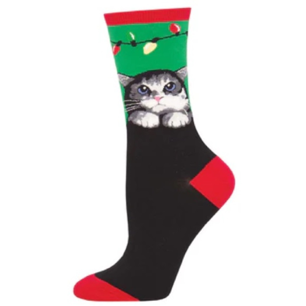 PURRTY LIGHTS Christmas socks